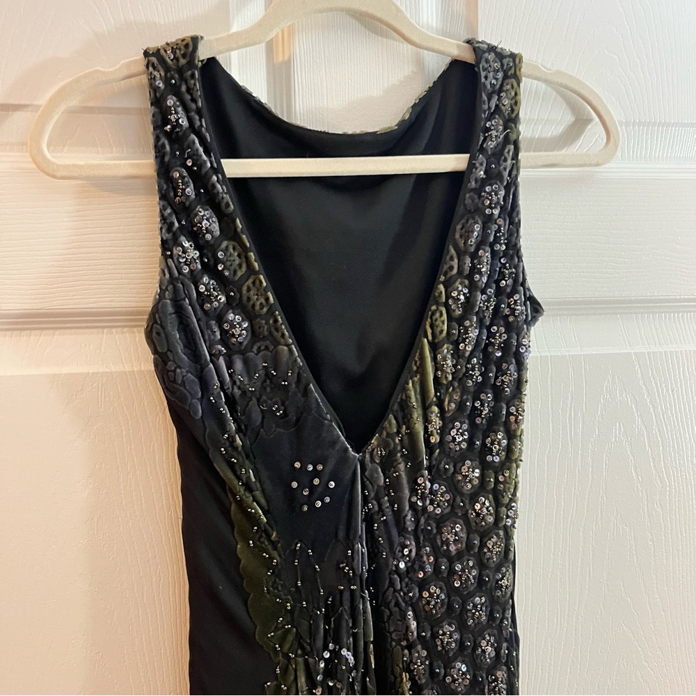Sue Wong Velvet Burnout Beaded Dress 10 - Picture 5 of 11
